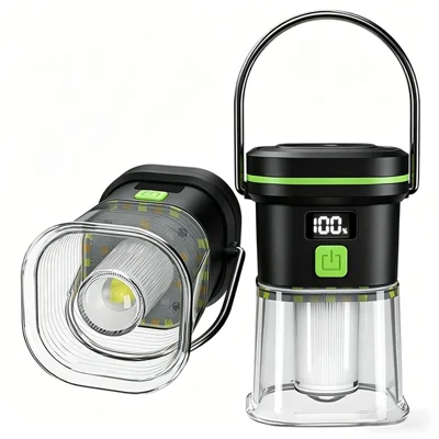 Linterna de Camping LY27, 7 Modos, 1500 mAh, Resistente al Agua IPX4, Recargable por USB-C, Luz LED para Camping al Aire Libre - Negro