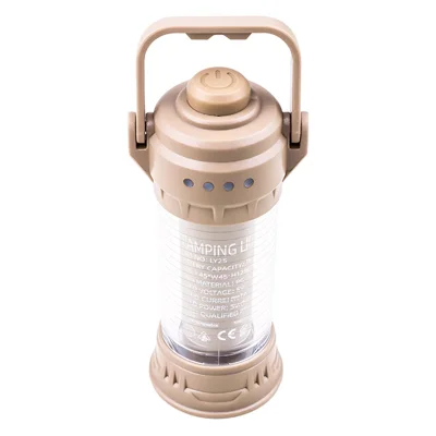 Linterna LED LY25 para Camping, 1500mAh, Resistente al Agua IPX4, 6 Modos, Linterna Recargable para Exterior - Caqui