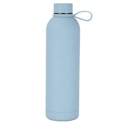 JUNSUNMAY 750ml Candy Color Rubber Paint 304 Stainless Steel Vacuum Water Bottle (BPA Free, No FDA Certificate) - Light Blue