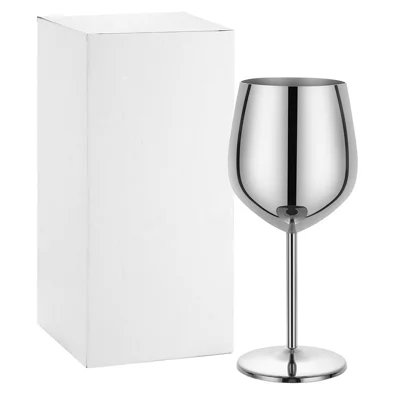 Verre à vin en acier inoxydable 304 530 ml, gobelet à champagne, verre haut résistant aux chutes pour fêtes - Argent