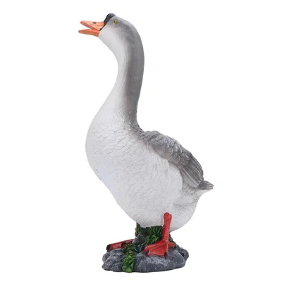 Resin Craft Goose Ornament Garden Courtyard Balcony Waterscape Goose Sculpture Decoration - Grey