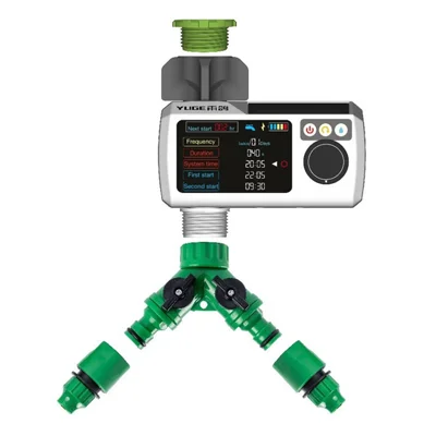 YUGE Dual-Head Connector Solar Automatic Irrigation Watering Timer for European Standard Hose