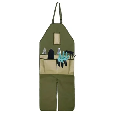 Oxford Fabric Leg Protection Garden Apron with Tool Storage Pockets for Pruning / Gardening / Harvesting - Khaki