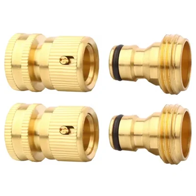 2 Set Brass 3 / 4 Inch Garden Hose Quick Connect Fittings Set Male Female Connectors For Watering Sprinkler Nozzle - US Thread