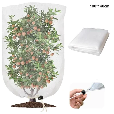 Fruit Tree Netting with Drawstring 100 x 140cm Garden Insect Barrier Plant Cover Tent-Bug Mesh Guard - White