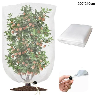 Fruit Tree Netting with Drawstring 200 x 240cm Garden Insect Barrier Plant Cover Tent-Bug Mesh Guard - White