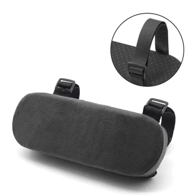 Almofada para Apoio de Braço de Cadeira com Enchimento de Algodão PP, Ajustável com Fecho de Velcro, Suporte para Cotovelo para Escritório, Computador e Jogos - Preto