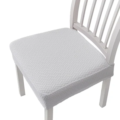 Sitzkissenbezug für Stühle, kariert, Jacquard, elastisch, Schonbezug für Esszimmerstühle für Zuhause, Hotel, Restaurant - Weiß