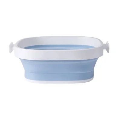 Size L Foldable Wash Basin Portable Space-Saving Collapsible for Face Washing and Laundry - Blue White