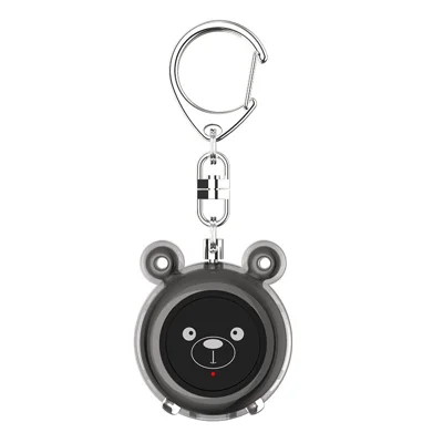 Alarme de Segurança Pessoal 130dB, Design de Ursinho de Desenho Animado, Modo Duplo SOS, Recarregável por Tipo-C com Lanterna LED para Mulheres - Preto
