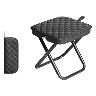 26 x 23 x 26cm Vikbar Pall Med Uttäckt X-Ram för Utebruk, Camping, Fiske - Svart