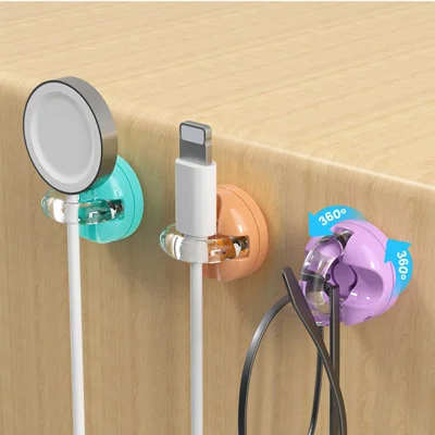 3Pcs Cable Management Organizer Rotating Magnetic Opening Hook Cable Clip for Kitchen Entryway - Mixed Colors