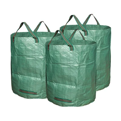 1 Ensemble/3 pièces Sacs à ordures de jardin durables à grande capacité en matériau tressé en PE D67xH76cm