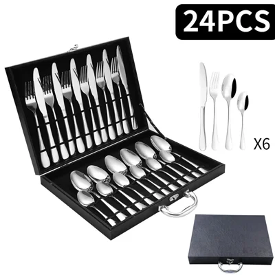 24PCS Silverware Set Stainless Steel Flatware Utensils Cutlery Set (No BPA Free, Without Certificate)