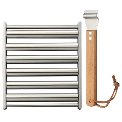 Size S Stainless Steel Hot Dog Grill Rack Rolling BBQ Sausage Grilling Basket for Outdoor Picnic, 165x140x15mm (FCM Tested) - Size S
