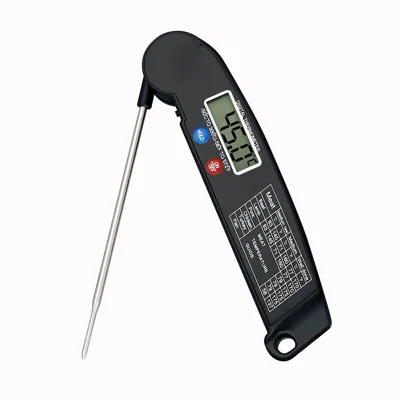 TS-BY52 Digital Display Faltbarer Lebensmittel-Thermometer Sonde Barbecue Thermometer Küchen-Fleischthermometer - Schwarz