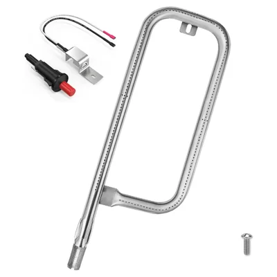 60041 Burner + 80462 Igniter Set for Weber Q200 / Q220 / Q2000 / Q2200 Stainless Steel Gas Grill Replacement Parts