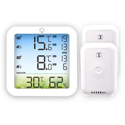 TS-8082 Termómetro Higrómetro Sem Fios de Dois Canais com 2 Sensores, Alarme de Temperatura, Monitor de Temperatura para Frigorífico, Congelador e Armazenamento Frio