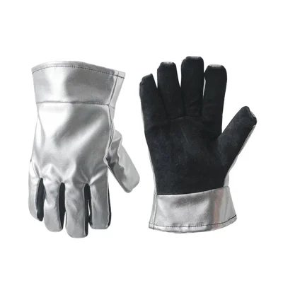 CLS High Temperature Resistant Gloves for Industrial Use Aluminum Foil Insulated Full Finger Mittens, 19 x 25.5 x 2.5cm
