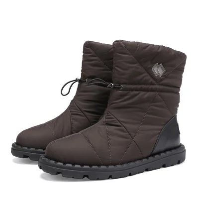 19cm Women Men Mid-Calf Snow Boots Warm Waterproof Anti-Slip Rubber Sole Drawstring Boots for Winter Outdoor - 40
