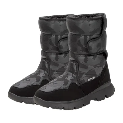 26.5cm Men's Snow Boots Waterproof PU Upper TPR Sole Warm Lined Magic Tape Mid-Calf Winter Footwear for Outdoor - Black / 39