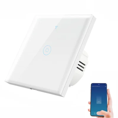SMATRUL TMW401 Tuya WiFi 433MHZ EU Plug Smart Wireless Touch Wall Switch for Google Home Alexa, 1 Gang WiFi - White