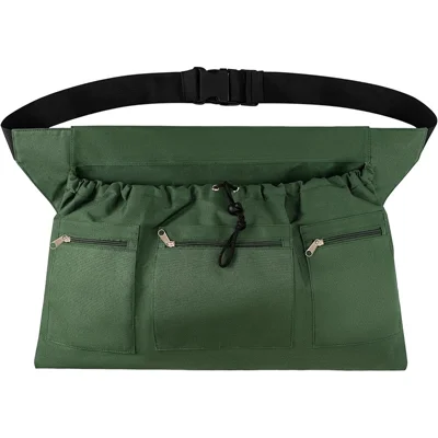 Harvesting Apron with Large Pockets Oxford Fabric Adjustable Belt Bag for Orchard - Army Green