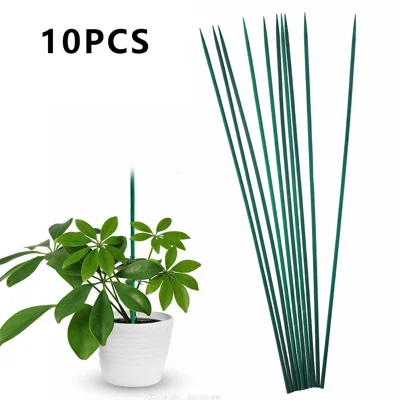 10Pcs 40cm Bamboo Plant Stakes Green Garden Flowers Support Rods Sticks