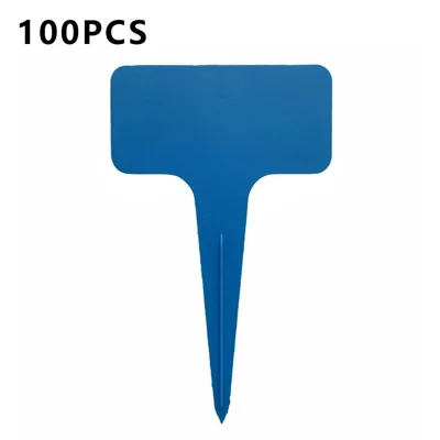 100 stuks T-type plantlabels PVC plantetiketten Herbruikbare kwekerijtuinmarkeringen zaadlabels - Blauw