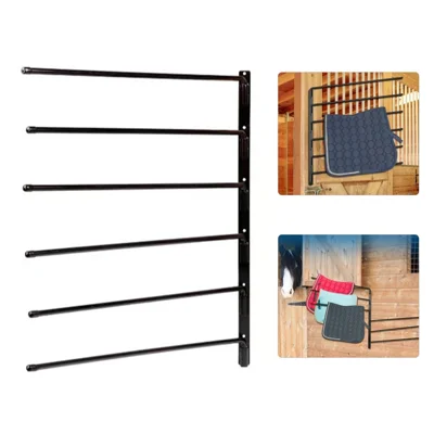 Rotating Saddle Pad Rack 180 Degree Swivel 6-Bar Wall Mount Bracket for Horse Tack Storage