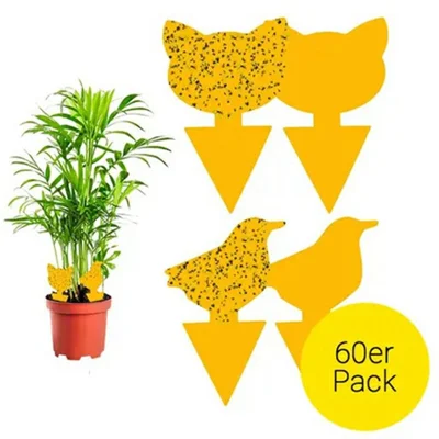 60PCS Dual-Sided Insect Trap Sticky Board Strong Adhesive Yellow Bug Catcher For Gardens - Bird  /  Cat