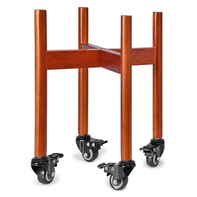 Wooden Plant Stand with Wheels Rolling Flower Pot Holder for Indoor Outdoor Balcony - Reddish Brown
