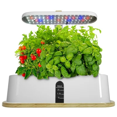Halo-01 Bamboo + ABS 10 Holes Smart Hydroponic Indoor Plant Vegetables Growing Light Planter - EU Plug