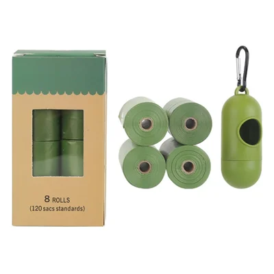 4 rollos de bolsas de basura para mascotas biodegradables, ecológicas, para perros, con dispensador