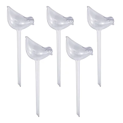 5Pcs 90ml Bird Shape Plant Waterer Automatic Watering Device PVC Drip Irrigation System, Size L - Transparent