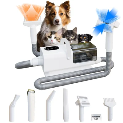 X2 Huisdier Verzorging Stofzuiger Haardroger 3-in-1 Droog, Zuigen, Trimmeren met Elektrische Schaar voor Honden Katten - Zoals Afgebeeld