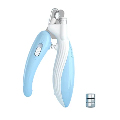 AIWO Cortaúñas para Mascotas con Luz LED de Línea Sanguínea, Bloqueo de Seguridad, Cortauñas Antisalpicaduras para Perros y Gatos - Azul Claro