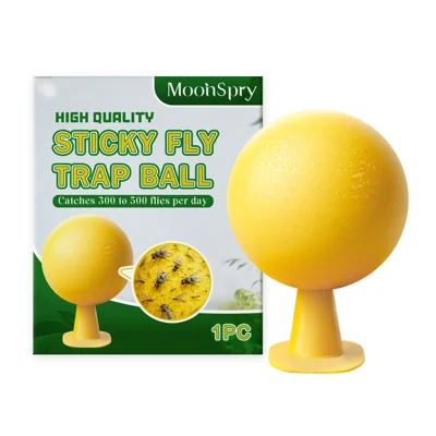 MOONSPRY Piège à Insectes Volants Adhésif Boule avec Support pour Intérieur Extérieur - Jaune