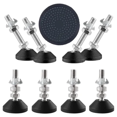 8Pcs / Set M8 Thread Furniture Foot Nylon + Carbon Steel Adjustable Leveling Feet Glide Pad