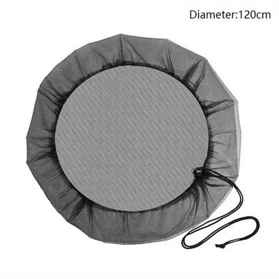 120cm Diameter Anti-Mosquito Mesh Cover for Rain Barrel Water Collection Bucket Netting Cover - Black
