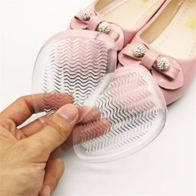 Wave Pattern Anti-Slip Transparent Forefoot Pads Soft Silicone Shoe Insoles
