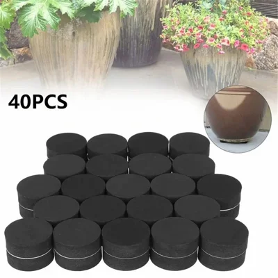40Pcs Flower Pot Feet Non-Slip Self-Adhesive EVA Plant Pots Round Heighten Pads 30MM*10MM - Black