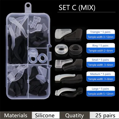 25 Pairs Eyeglass Retainer Eyeglass Grips Silicone Anti-Slip Eyeglass Holder for Sports Running - Style C / Mixed Color