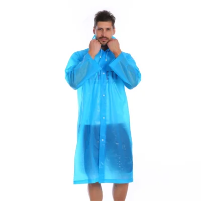 Breathable Ultra-Thin Adult EVA Raincoat Outdoor Waterproof Poncho, Wide Cuff - Dark Blue