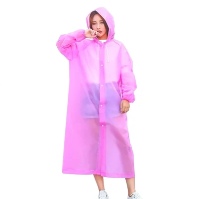 Portable Travel Adult Raincoat Thicken Outdoor Waterproof EVA Poncho, 18mm Thickness / Elastic Cuff - Pink