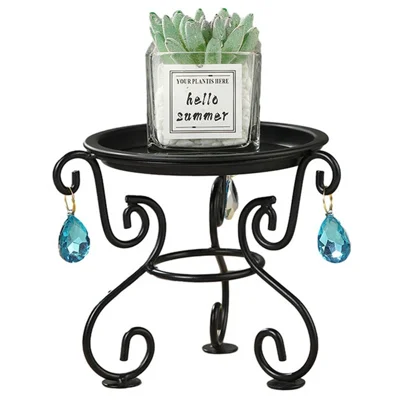 European Indoor Flower Pot Stand Iron Succulent Bonsai Planter Shelf Multifunction Bracket - Black