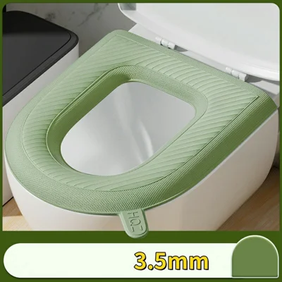 Universal 3.5mm Waterproof EVA Bathroom Toilet Mat Washable Toilet Seat Cover with Handle - Avocado Green