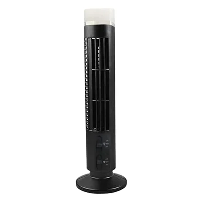 Tower Fan Desktop Rechargeable Bladeless Fan USB Mini Portable Night Light Handheld Cooling Fan - Black
