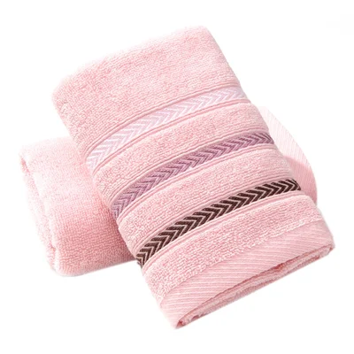 34x74cm Arrow Pattern Face Cloths Soft Wash Cloth Cotton Face Towels Absorbent Washcloths - Pink