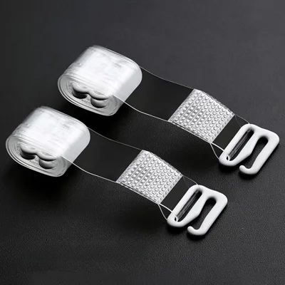 1cm Width 1 Pair Traceless Invisible Bra Shoulder Straps Non-Slip TPU Underwear Bra Straps - Transparent